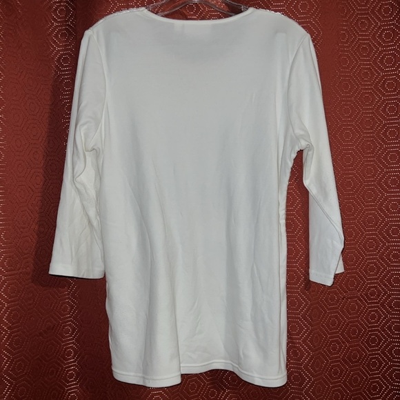 Quacker Factory Sequin Off-White Blouse S - Picture 2 of 6